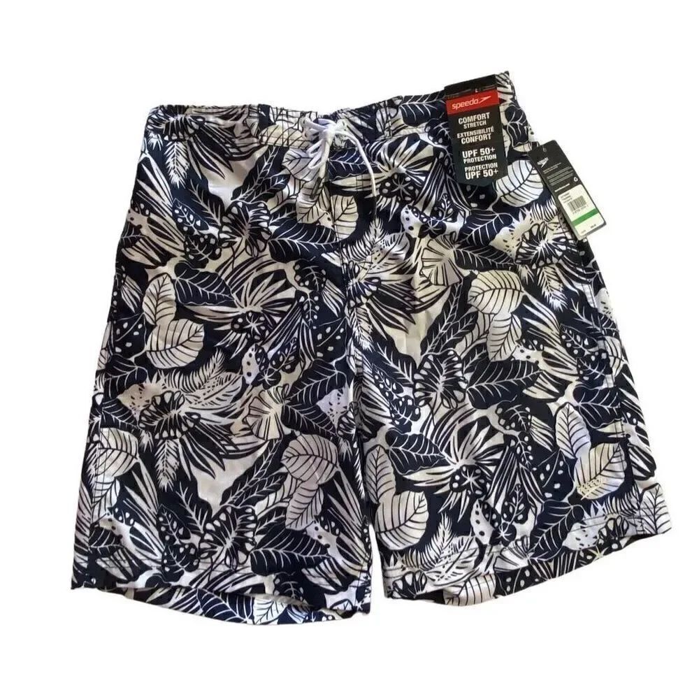 Speedo Mens LARGE Bondi Etched Floral Boardshorts - Navy Print